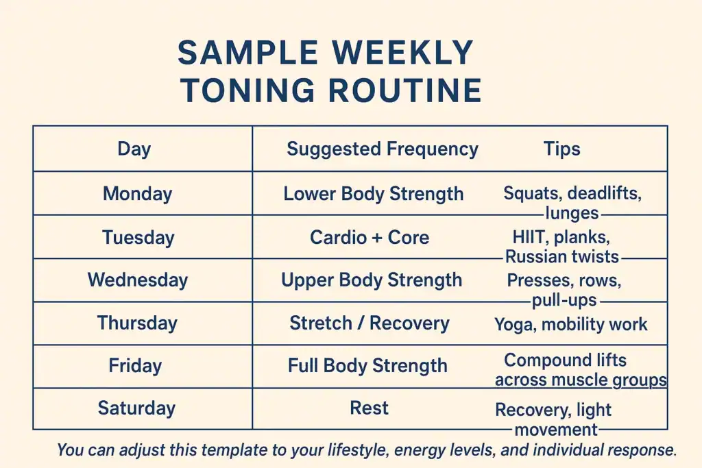 Achieving the Perfect Tone: How Often Should You Exercise for Results? 4 Weekly exercise Royal Leamington Spa plan graphic