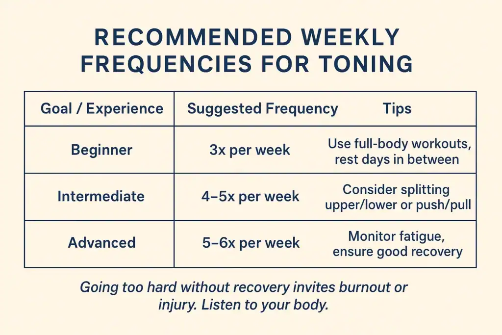 Achieving the Perfect Tone: How Often Should You Exercise for Results? 2 Graphic to show how often you should do exercise to help with toning Royal Leamington Spa