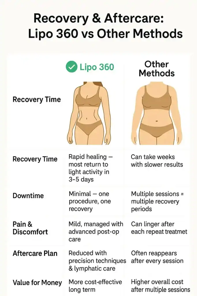 Recovery and Aftercare for Fat-Dissolving Surgery 2 Table to show fat dissolving injection aftercare Royal Leamington Spa